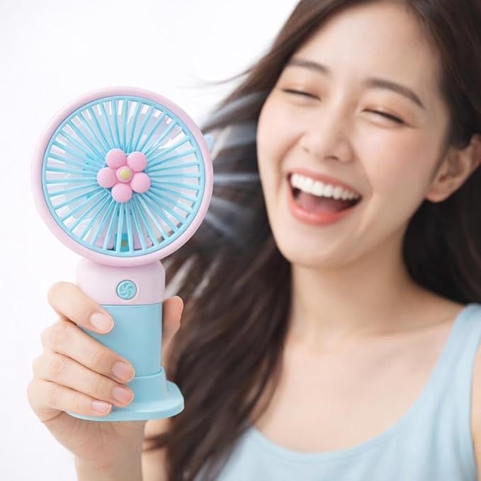 Mini Handheld Fan USB Rechargeable Portable Strawberry Fan with Stand
