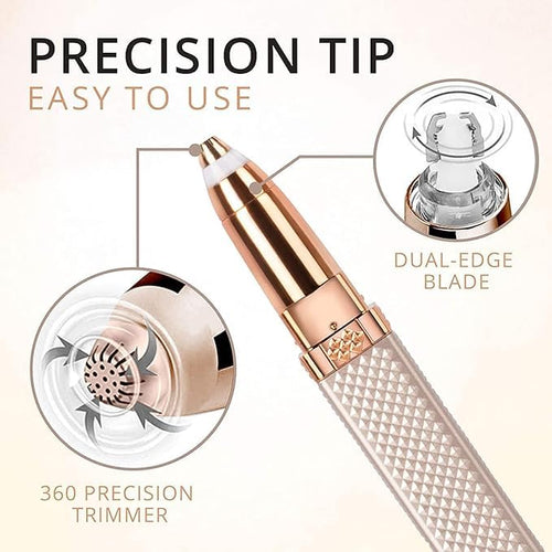 Flawless Electric Eyebrow Trimmer Facial Hair Removal for Women, 2 in 1 Eyebrow Razor Painless Rechargeable Hair Shaver for Face, Eyebrow, Lips, Body, Chin