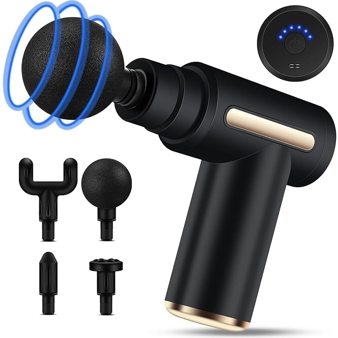 Massage Gun Deep Tissue Handheld Massager with 4 Heads & 6 Speeds | Muscle Recovery & Pain Relief