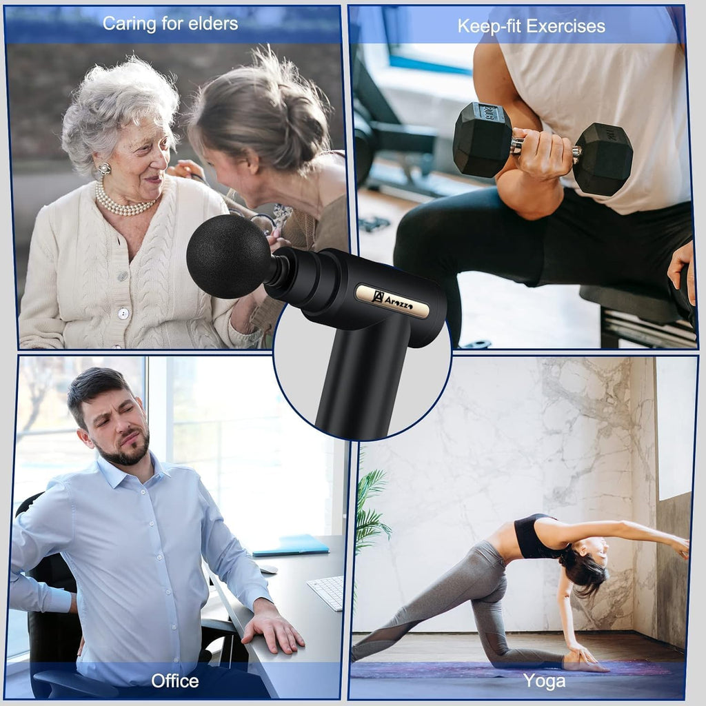 Massage Gun Deep Tissue Handheld Massager with 4 Heads & 6 Speeds | Muscle Recovery & Pain Relief